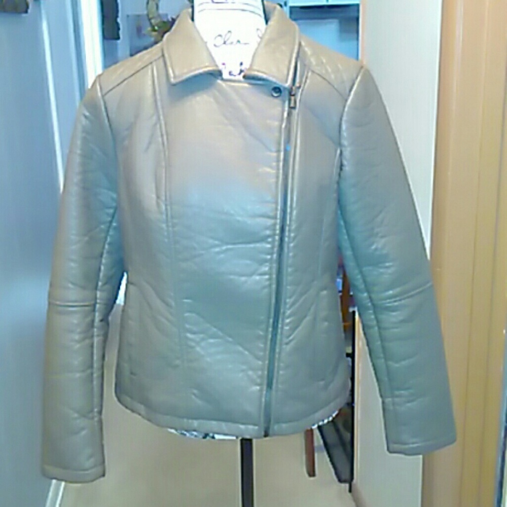 Army green leather like jacket